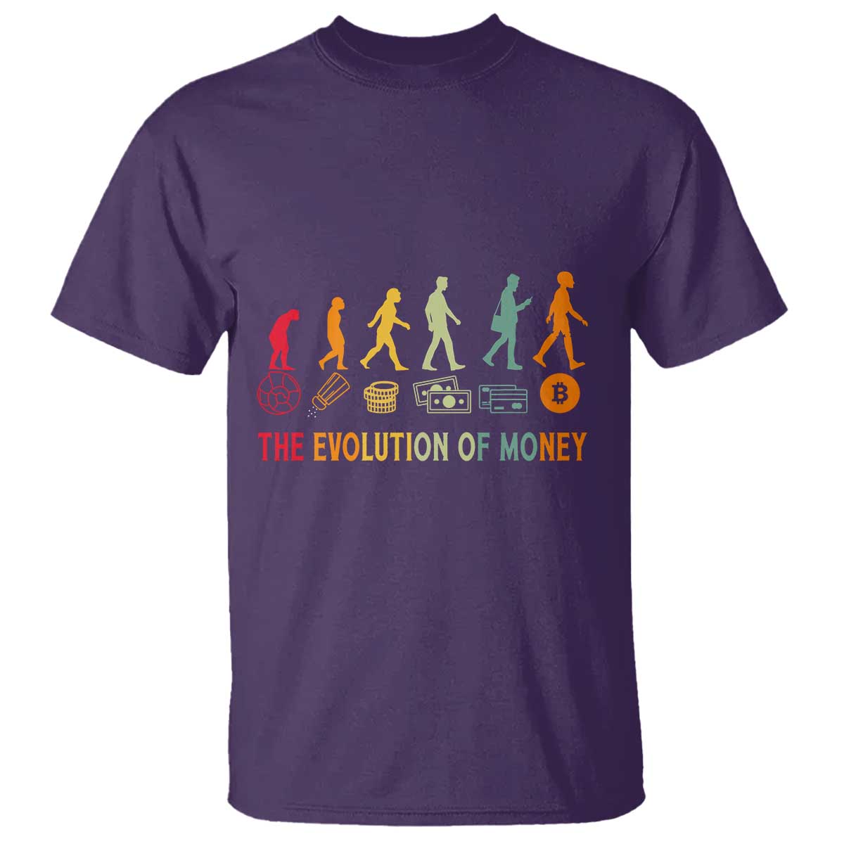Funny Crypto Investing T Shirt The Evolution Of Money Bitcoin BTC Cryptocurrency TS02 Purple Print Your Wear