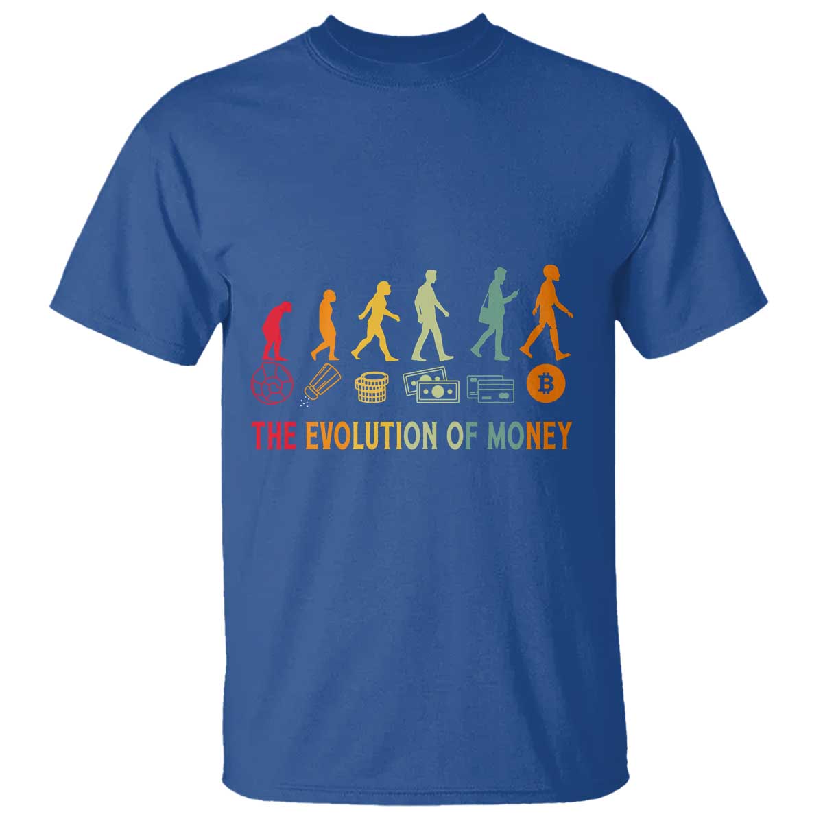 Funny Crypto Investing T Shirt The Evolution Of Money Bitcoin BTC Cryptocurrency TS02 Royal Blue Print Your Wear