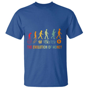 Funny Crypto Investing T Shirt The Evolution Of Money Bitcoin BTC Cryptocurrency TS02 Royal Blue Print Your Wear