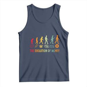 Funny Crypto Investing Tank Top The Evolution Of Money Bitcoin BTC Cryptocurrency TS02 Navy Print Your Wear