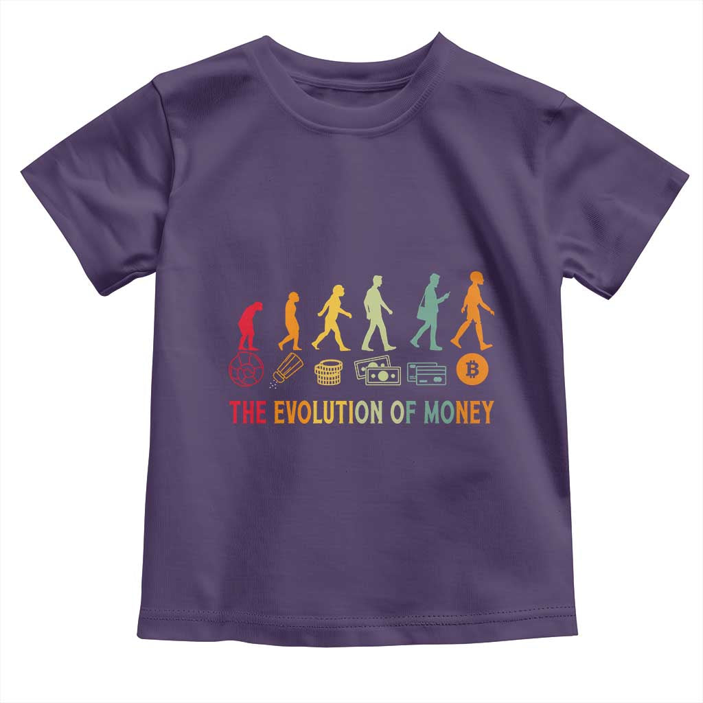 Funny Crypto Investing Toddler T Shirt The Evolution Of Money Bitcoin BTC Cryptocurrency TS02 Purple Print Your Wear