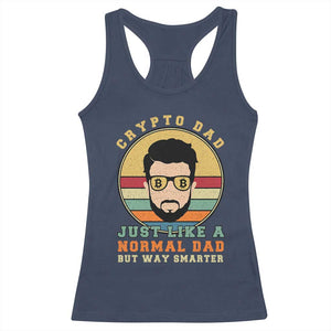 Funny Crypto Dad Racerback Tank Top Just Like A Normal Dad But Way Cooler Cryptocurrency Retro TS02 Navy Print Your Wear