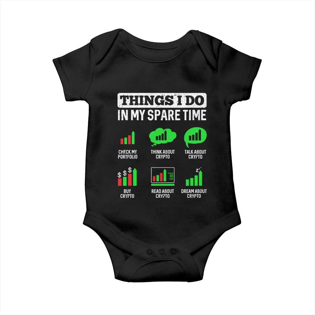 Funny Crypto Investing Baby Onesie Things I Do In My Spare Time Trading TS02 Black Print Your Wear