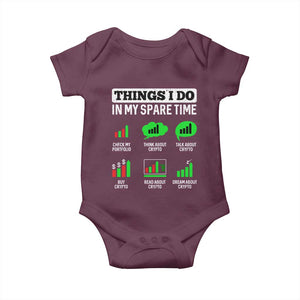Funny Crypto Investing Baby Onesie Things I Do In My Spare Time Trading TS02 Maroon Print Your Wear