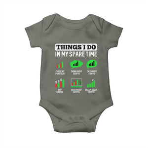 Funny Crypto Investing Baby Onesie Things I Do In My Spare Time Trading TS02 Military Green Print Your Wear