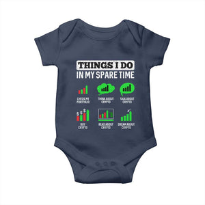 Funny Crypto Investing Baby Onesie Things I Do In My Spare Time Trading TS02 Navy Print Your Wear