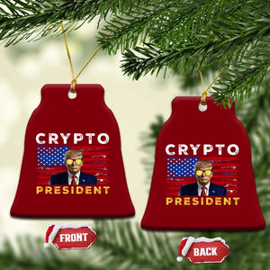 Trump Crypto Ceramic Ornament Trump Crypto President Funny MAGA Bitcoin American Flag TS02 Print Your Wear