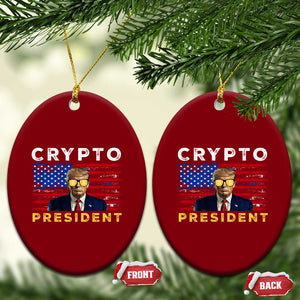 Trump Crypto Ceramic Ornament Trump Crypto President Funny MAGA Bitcoin American Flag TS02 Print Your Wear