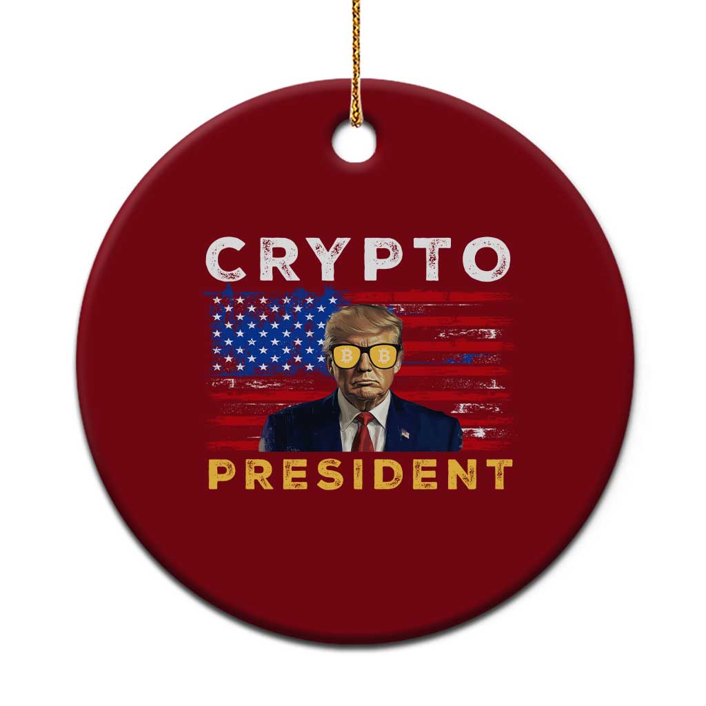 Trump Crypto Ceramic Ornament Trump Crypto President Funny MAGA Bitcoin American Flag TS02 1pc Red Print Your Wear