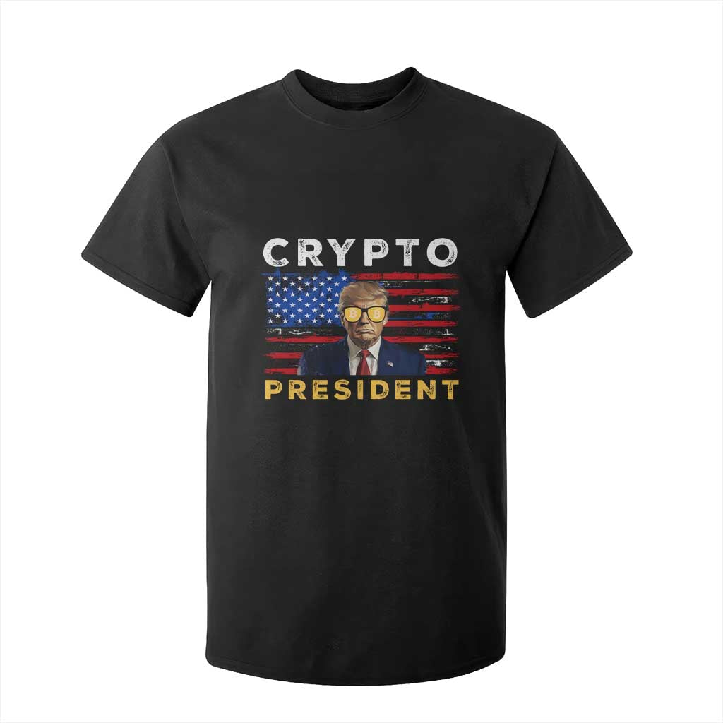 Trump Crypto T Shirt For Kid Trump Crypto President Funny MAGA Bitcoin American Flag TS02 Black Print Your Wear
