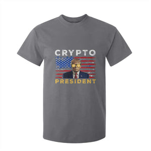 Trump Crypto T Shirt For Kid Trump Crypto President Funny MAGA Bitcoin American Flag TS02 Charcoal Print Your Wear