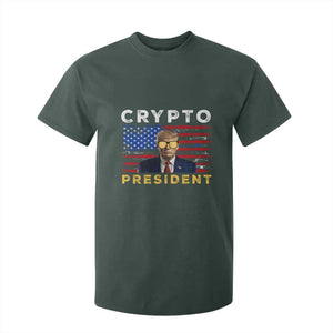 Trump Crypto T Shirt For Kid Trump Crypto President Funny MAGA Bitcoin American Flag TS02 Dark Forest Green Print Your Wear