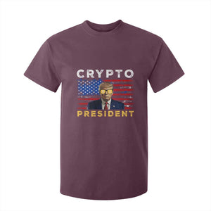 Trump Crypto T Shirt For Kid Trump Crypto President Funny MAGA Bitcoin American Flag TS02 Maroon Print Your Wear