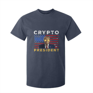 Trump Crypto T Shirt For Kid Trump Crypto President Funny MAGA Bitcoin American Flag TS02 Navy Print Your Wear