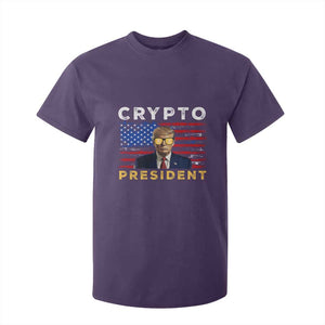 Trump Crypto T Shirt For Kid Trump Crypto President Funny MAGA Bitcoin American Flag TS02 Purple Print Your Wear