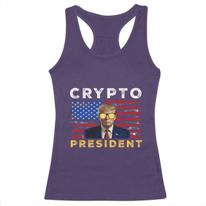 Trump Crypto Racerback Tank Top Trump Crypto President Funny MAGA Bitcoin American Flag TS02 Purple Print Your Wear