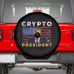 Trump Crypto Spare Tire Cover Trump Crypto President Funny MAGA Bitcoin American Flag TS02 Black Print Your Wear