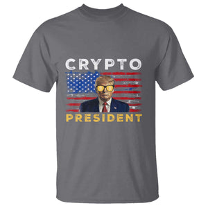 Trump Crypto T Shirt Trump Crypto President Funny MAGA Bitcoin American Flag TS02 Charcoal Print Your Wear