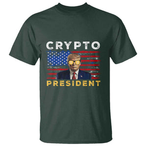 Trump Crypto T Shirt Trump Crypto President Funny MAGA Bitcoin American Flag TS02 Dark Forest Green Print Your Wear