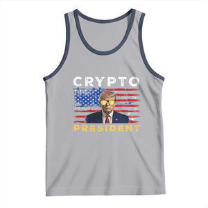 Trump Crypto Tank Top Trump Crypto President Funny MAGA Bitcoin American Flag TS02 Athletic Heather Navy Print Your Wear