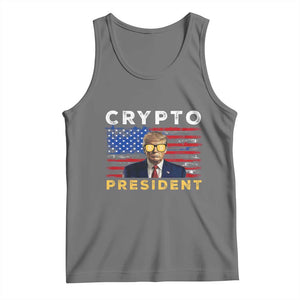 Trump Crypto Tank Top Trump Crypto President Funny MAGA Bitcoin American Flag TS02 Black Heather Print Your Wear