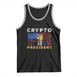 Trump Crypto Tank Top Trump Crypto President Funny MAGA Bitcoin American Flag TS02 Black Athletic Heather Print Your Wear