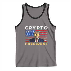 Trump Crypto Tank Top Trump Crypto President Funny MAGA Bitcoin American Flag TS02 Deep Heather Black Print Your Wear
