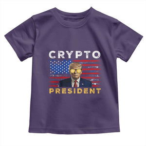 Trump Crypto Toddler T Shirt Trump Crypto President Funny MAGA Bitcoin American Flag TS02 Purple Print Your Wear