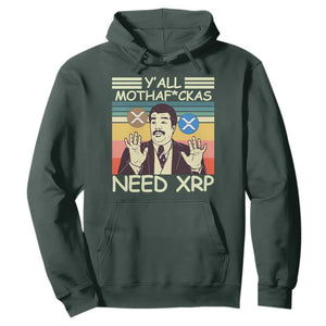 Funny Crypto Meme Hoodie Y'all Motha Fuckas Need XRP Cryptocurrency TS02 Dark Forest Green Print Your Wear