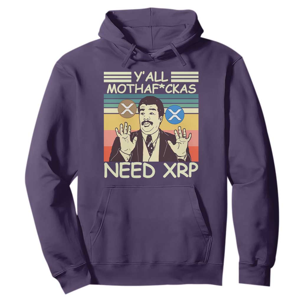 Funny Crypto Meme Hoodie Y'all Motha Fuckas Need XRP Cryptocurrency TS02 Purple Print Your Wear