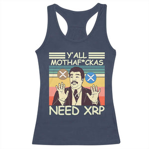 Funny Crypto Meme Racerback Tank Top Y'all Motha Fuckas Need XRP Cryptocurrency TS02 Navy Print Your Wear