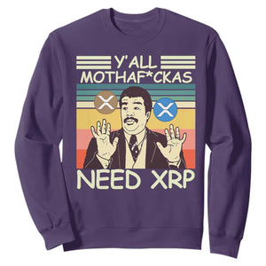 Funny Crypto Meme Sweatshirt Y'all Motha Fuckas Need XRP Cryptocurrency TS02 Purple Print Your Wear