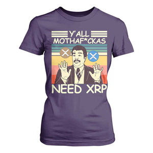 Funny Crypto Meme T Shirt For Women Y'all Motha Fuckas Need XRP Cryptocurrency TS02 Purple Print Your Wear