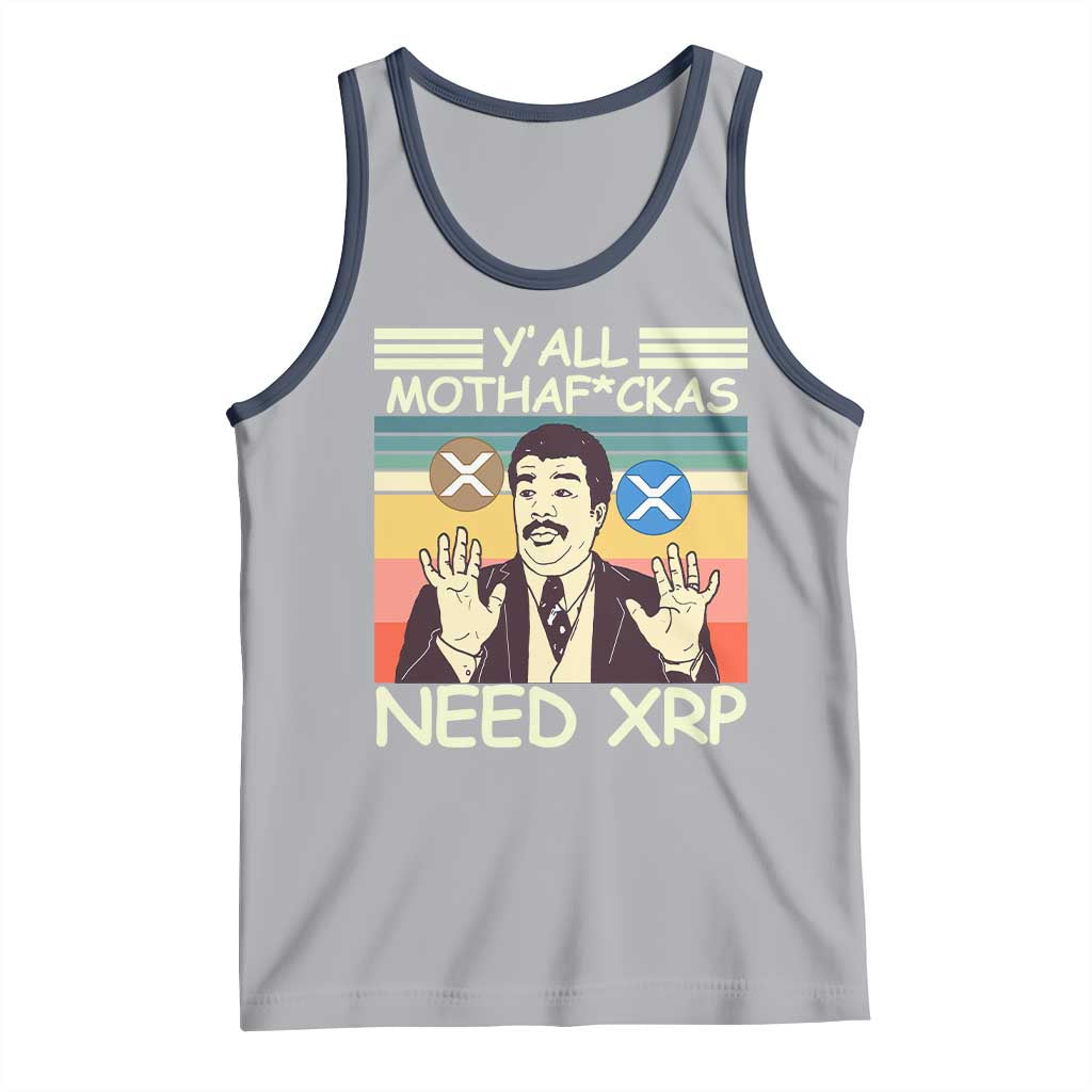Funny Crypto Meme Tank Top Y'all Motha Fuckas Need XRP Cryptocurrency TS02 Athletic Heather Navy Print Your Wear