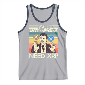 Funny Crypto Meme Tank Top Y'all Motha Fuckas Need XRP Cryptocurrency TS02 Athletic Heather Navy Print Your Wear
