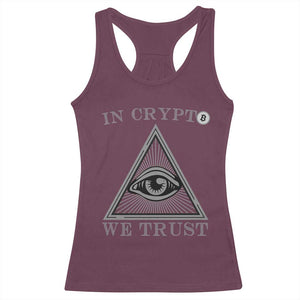 Funny Crypto Racerback Tank Top In Crypto We Trust Bitcoin Cryptocurrency TS02 Maroon Print Your Wear