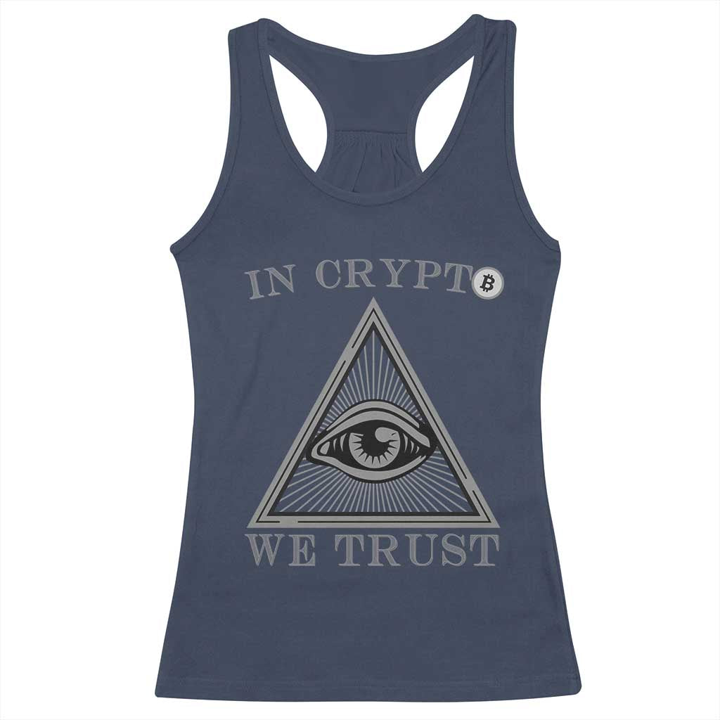 Funny Crypto Racerback Tank Top In Crypto We Trust Bitcoin Cryptocurrency TS02 Navy Print Your Wear