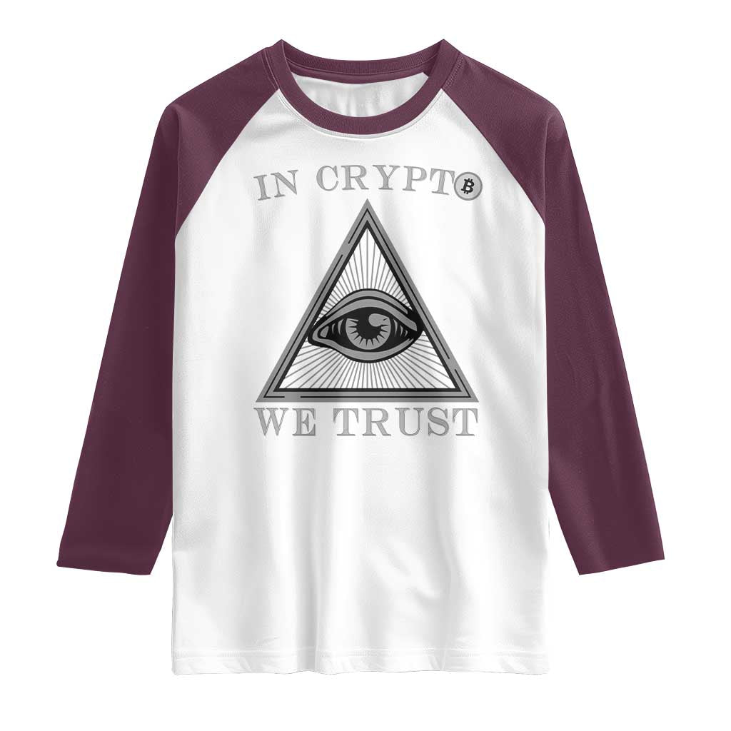 Funny Crypto Raglan Shirt In Crypto We Trust Bitcoin Cryptocurrency TS02 White Maroon Print Your Wear