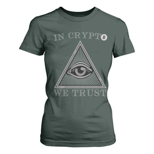 Funny Crypto T Shirt For Women In Crypto We Trust Bitcoin Cryptocurrency TS02 Dark Forest Green Print Your Wear