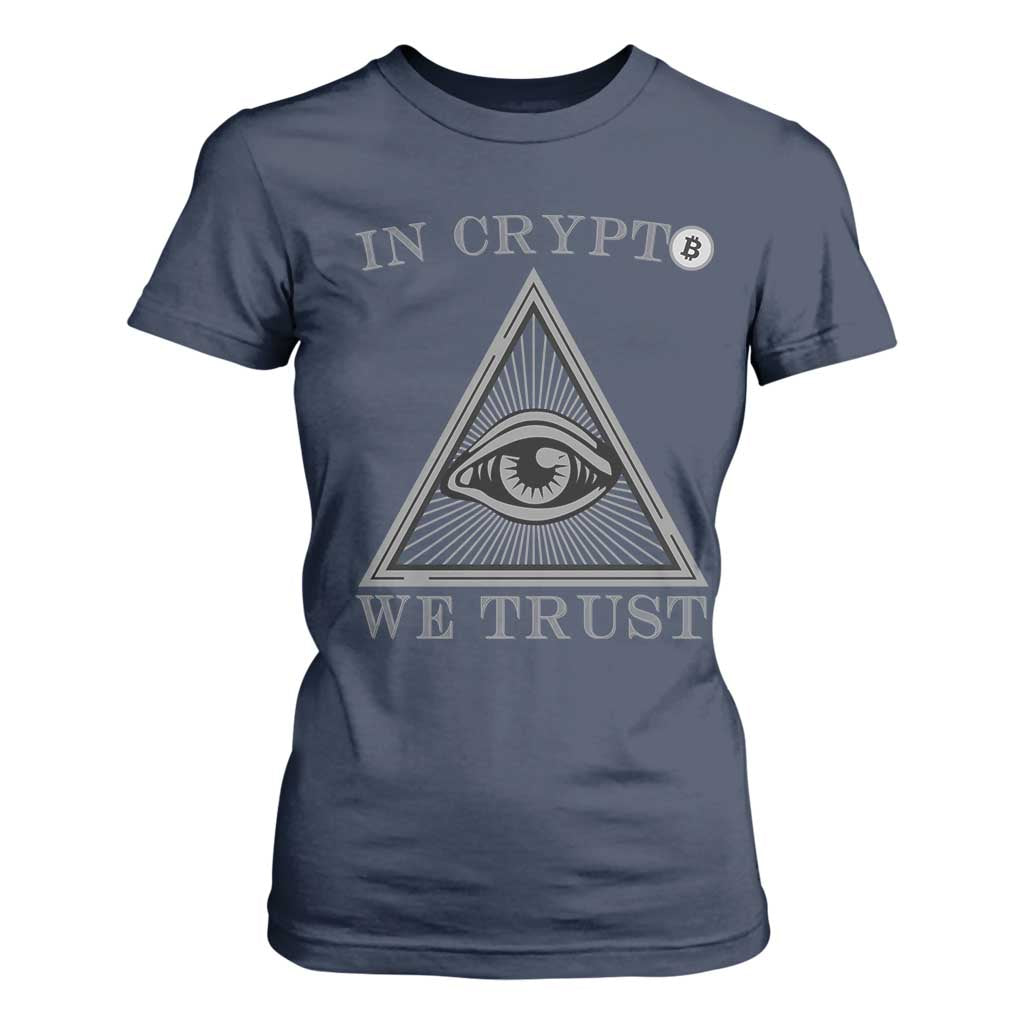 Funny Crypto T Shirt For Women In Crypto We Trust Bitcoin Cryptocurrency TS02 Navy Print Your Wear