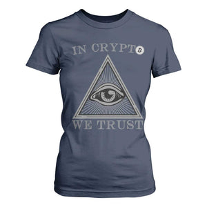 Funny Crypto T Shirt For Women In Crypto We Trust Bitcoin Cryptocurrency TS02 Navy Print Your Wear