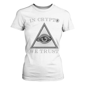 Funny Crypto T Shirt For Women In Crypto We Trust Bitcoin Cryptocurrency TS02 White Print Your Wear