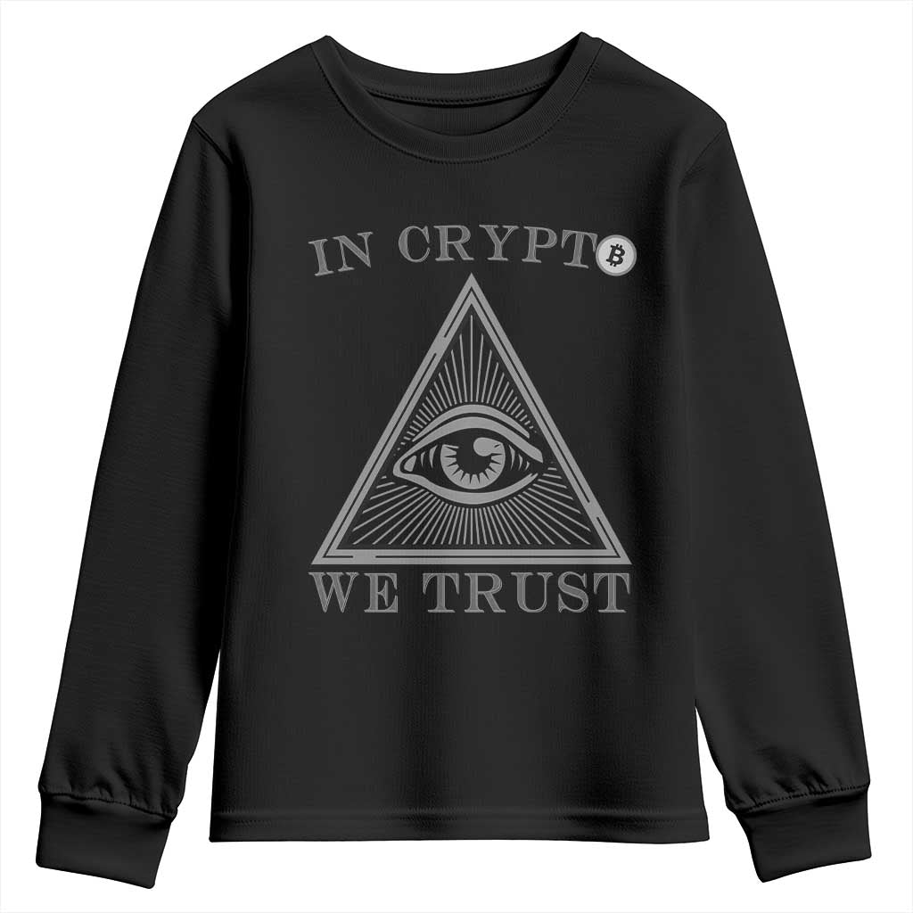 Funny Crypto Youth Sweatshirt In Crypto We Trust Bitcoin Cryptocurrency TS02 Black Print Your Wear