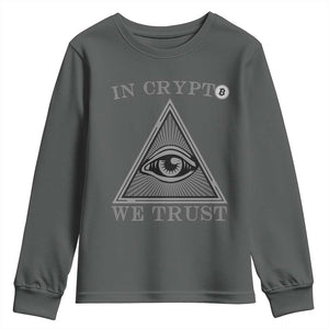 Funny Crypto Youth Sweatshirt In Crypto We Trust Bitcoin Cryptocurrency TS02 Dark Heather Print Your Wear