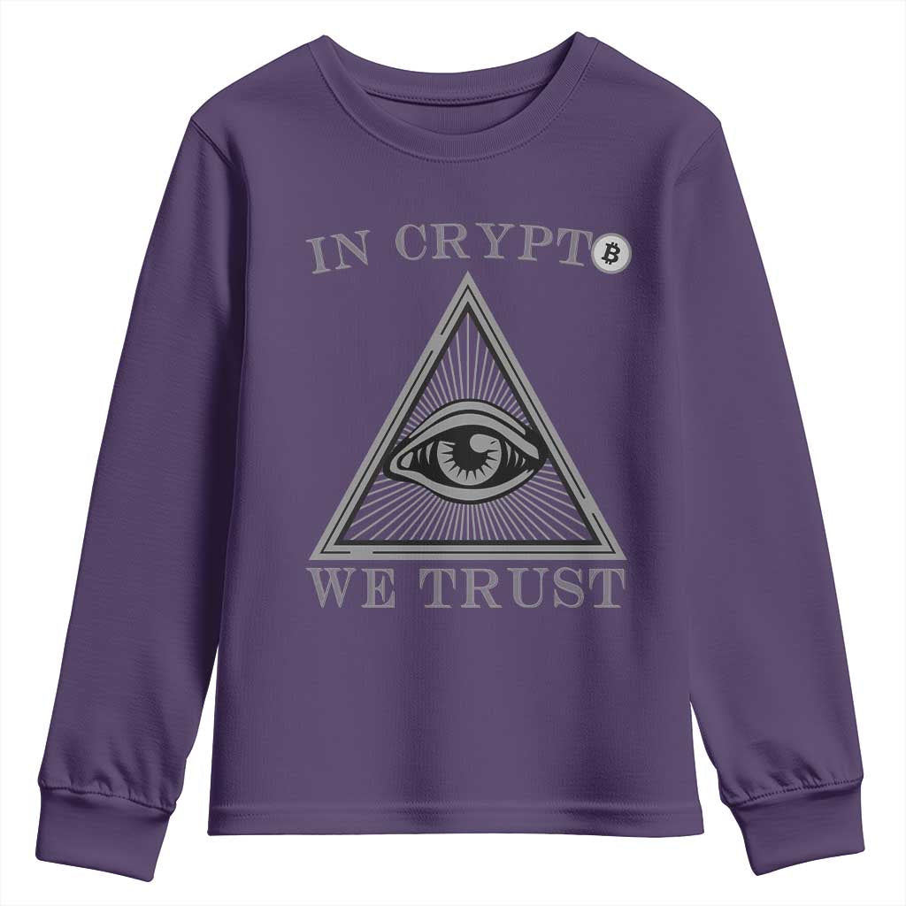 Funny Crypto Youth Sweatshirt In Crypto We Trust Bitcoin Cryptocurrency TS02 Purple Print Your Wear