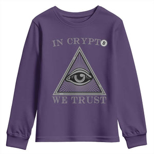 Funny Crypto Youth Sweatshirt In Crypto We Trust Bitcoin Cryptocurrency TS02 Purple Print Your Wear