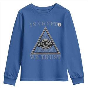 Funny Crypto Youth Sweatshirt In Crypto We Trust Bitcoin Cryptocurrency TS02 Royal Blue Print Your Wear