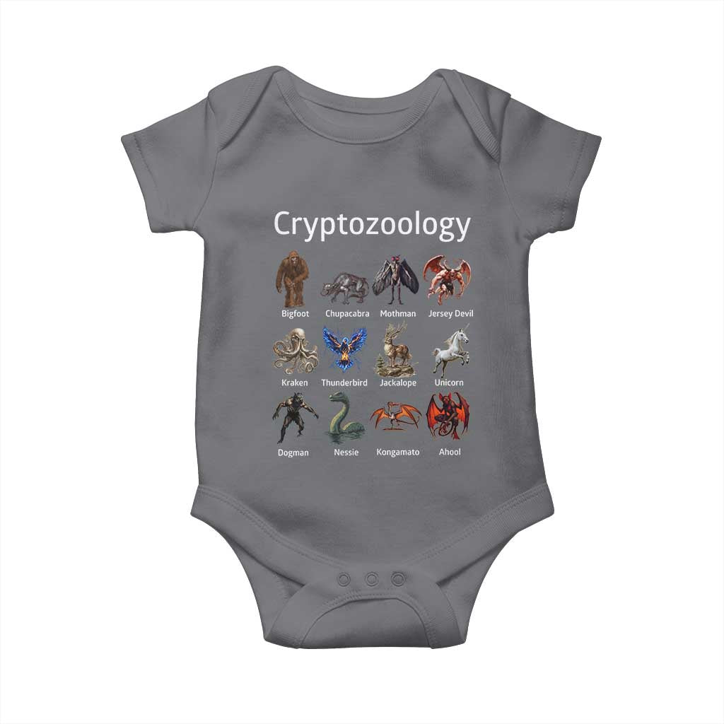 Cryptid Creatures Baby Onesie Cryptozoology Fantasy Mythical Monsters TS02 Charcoal Print Your Wear