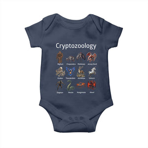 Cryptid Creatures Baby Onesie Cryptozoology Fantasy Mythical Monsters TS02 Navy Print Your Wear