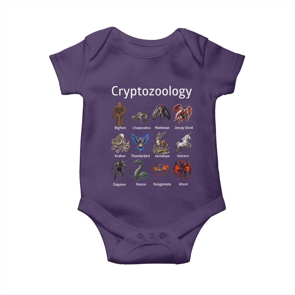 Cryptid Creatures Baby Onesie Cryptozoology Fantasy Mythical Monsters TS02 Purple Print Your Wear